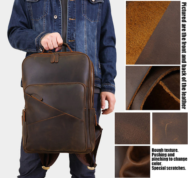 DEEPKEE original nubuck handmade full-grain genuine leather cowhide bag DEEPKEE WALKER LEATHER BACKPACK #3774