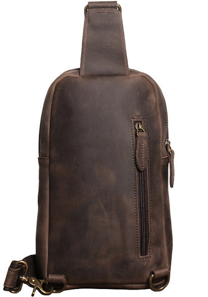 DEEPKEE original nubuck handmade full-grain genuine leather cowhide bag Baldwin Unisex Sling Bag No.30011