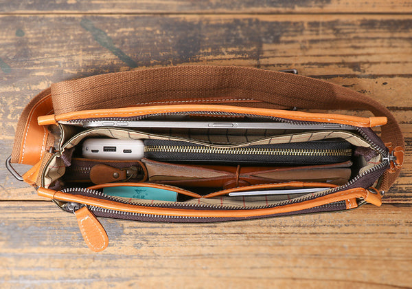 DEEPKEE original nubuck handmade full-grain genuine leather cowhide bag The Break Messenger Bag #1899