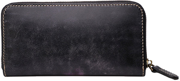 DEEPKEE original nubuck handmade full-grain genuine leather cowhide bag Tooled Ganesha Elephant God Handmade Leather Wallets #201123