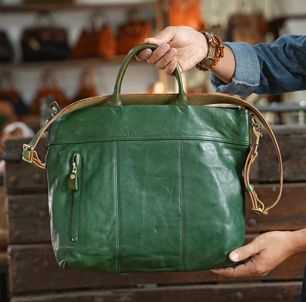 DEEPKEE original nubuck handmade full-grain genuine leather cowhide bag VOYAGER SHOPPER TOTE/ horsehide BRIEFCASES No.31008