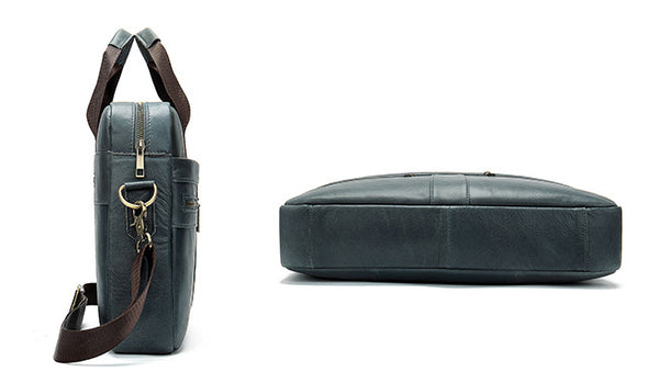 DEEPKEE original nubuck handmade full-grain genuine leather cowhide bag DEEPKEE LEATHER | 14 inch business briefcase No.2019A&2099