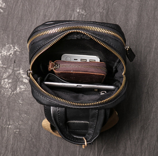 DEEPKEE original nubuck handmade full-grain genuine leather cowhide bag Aubrey Sling Bag No.9843