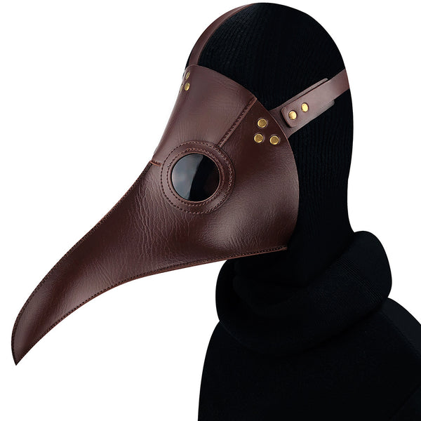DEEPKEE original nubuck handmade full-grain genuine leather cowhide bag Plague Doctor Bird Mask Long Nose Beak Cosplay Steampunk Costume #FHG107