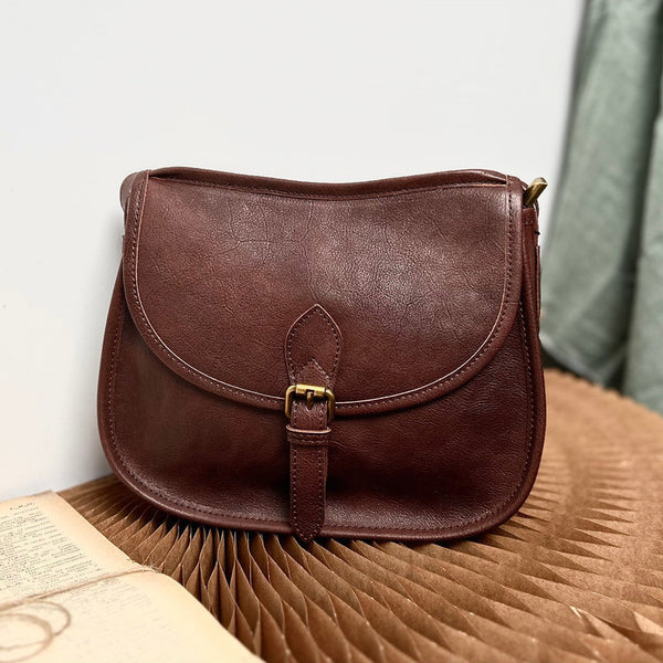 DEEPKEE original nubuck handmade full-grain genuine leather cowhide bag Leather Saddle Satchel Bag #1109