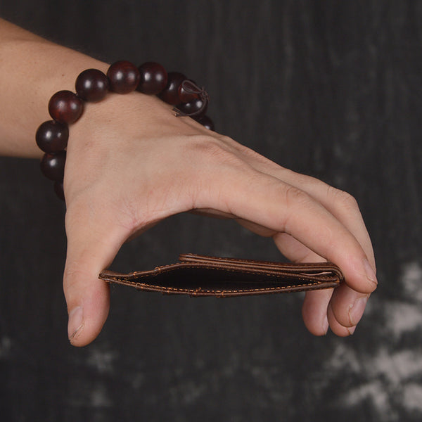 DEEPKEE original nubuck handmade full-grain genuine leather cowhide bag DEEPKEEE HANDMADE | RFID antimagnetic-cowhide oiled wax leather wallet No.J_W033