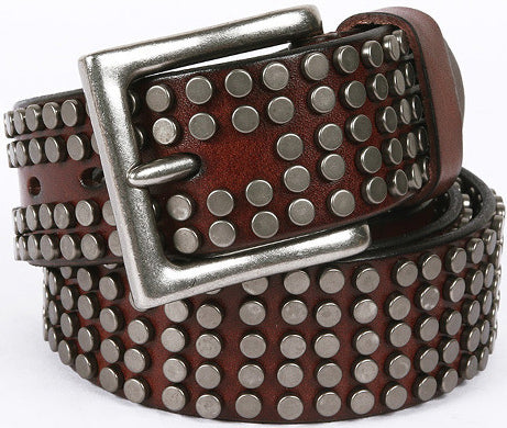 DEEPKEE original nubuck handmade full-grain genuine leather cowhide bag Deepkee Handcrafted Cowhide Circle Rivet Belt #687856