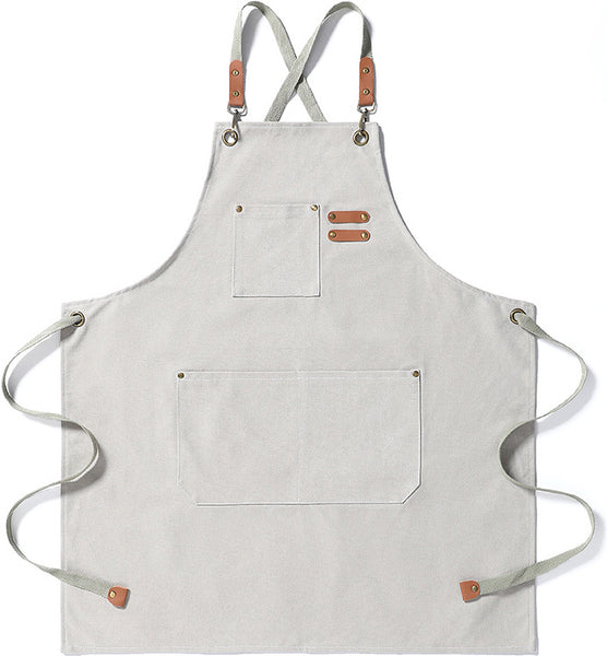 DEEPKEE original nubuck handmade full-grain genuine leather cowhide bag Coffee Maker/Chef Canvas Apron #710754