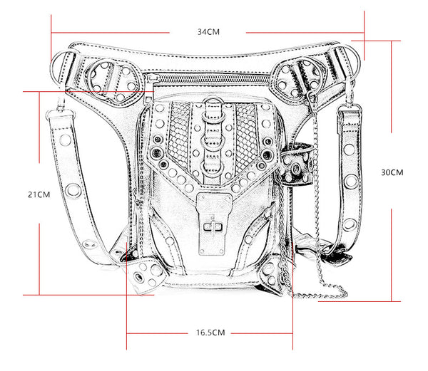 DEEPKEE original nubuck handmade full-grain genuine leather cowhide bag Steampunk retro motorcycle chain bag HG043