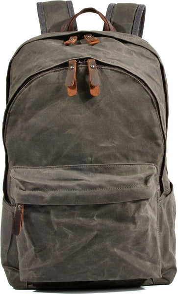 DEEPKEE original nubuck handmade full-grain genuine leather cowhide bag Deepkee Handmade Leather&Waxed-Canvas Weekend Travel Backpack #6023