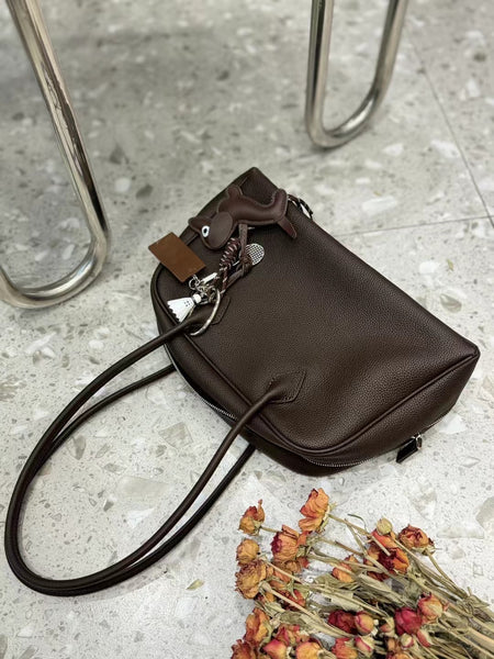 DEEPKEE original nubuck handmade full-grain genuine leather cowhide bag DEEPKEE 手工真皮保齡球包 togo波士頓包 枕頭包 MN24101801號