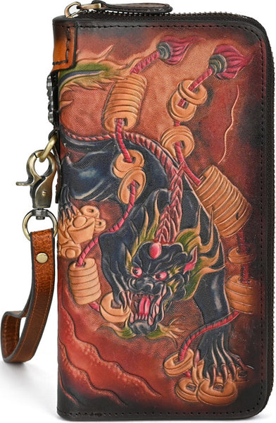 DEEPKEE original nubuck handmade full-grain genuine leather cowhide bag Deepkee Leather Carving Craft Wallet #YD-104