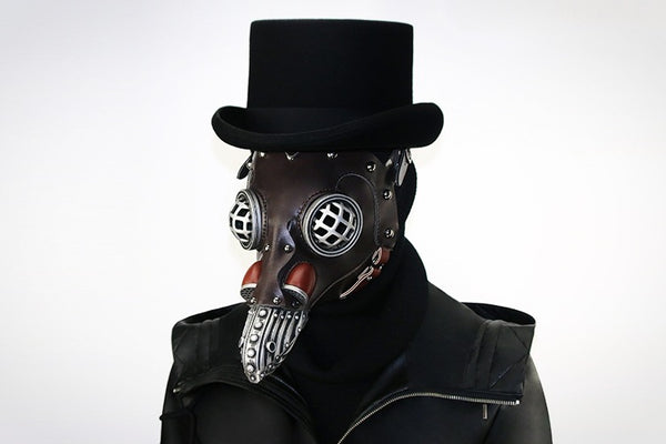DEEPKEE original nubuck handmade full-grain genuine leather cowhide bag Steampunk Plague Bird Beak Doctor Mask #HG104