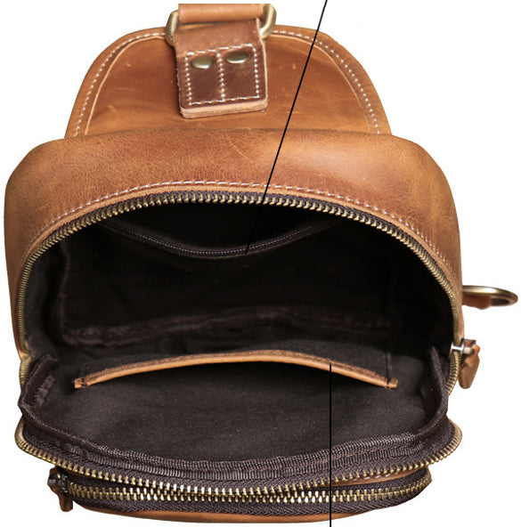 DEEPKEE original nubuck handmade full-grain genuine leather cowhide bag Advanced Sling bag No.30177
