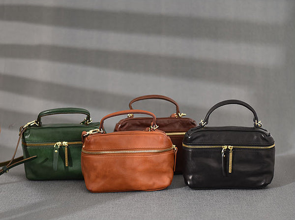 DEEPKEE original nubuck handmade full-grain genuine leather cowhide bag DEEPKEE Vegetable Tanned Cowhide Niche Premium Hand Small Square Bag #231006