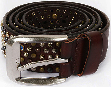 DEEPKEE original nubuck handmade full-grain genuine leather cowhide bag Small mushroom shaped glass nail rivet strip belt #211227