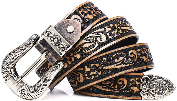 DEEPKEE original nubuck handmade full-grain genuine leather cowhide bag Amazing Genuine Leather / Vintage Gothic Design Belt #99744