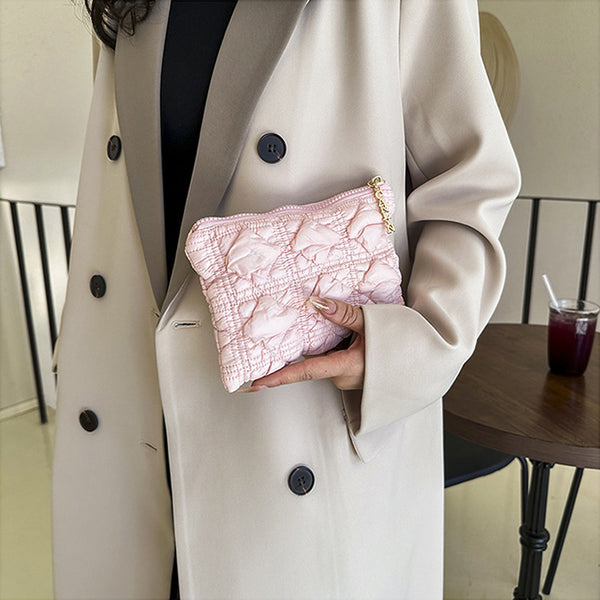 DEEPKEE original nubuck handmade full-grain genuine leather cowhide bag Embroidered Thread Lattice Coin Purse #5807