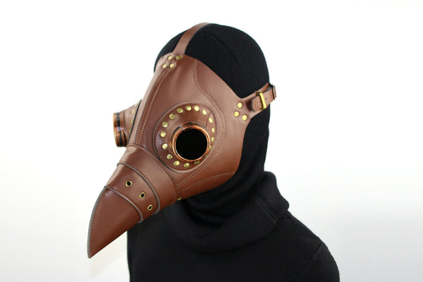 DEEPKEE original nubuck handmade full-grain genuine leather cowhide bag Steampunk Plague Doctor Bird Mask Long Nose Beak Halloween Costume #HG080