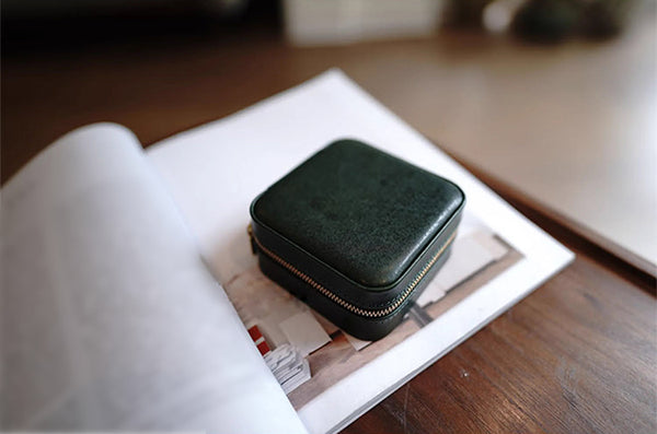 DEEPKEE original nubuck handmade full-grain genuine leather cowhide bag Refined Mini Jewelry Box #D11796