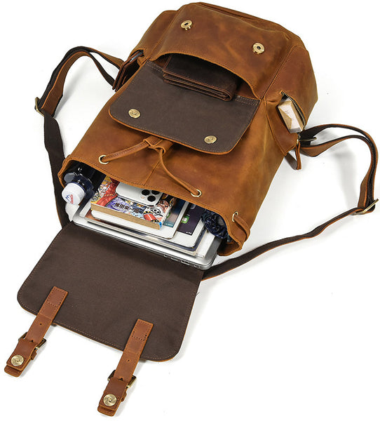 DEEPKEE original nubuck handmade full-grain genuine leather cowhide bag DEEPKEE LEATHER | The Hagen Leather Vintage Backpack G240