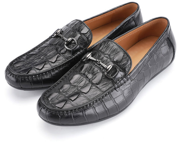 DEEPKEE original nubuck handmade full-grain genuine leather cowhide bag Handmade Crocodile Gommino Mens 6007-1