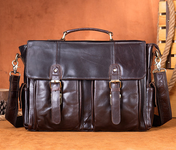 DEEPKEE original nubuck handmade full-grain genuine leather cowhide bag DEEPKEE® HANDMADE LEATHER BRIEFCASE #8942