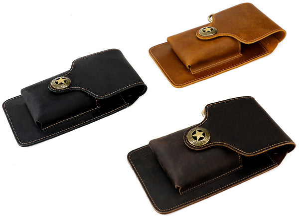 DEEPKEE original nubuck handmade full-grain genuine leather cowhide bag Waist Pack Outdoor Sports Tactical Leather Waist Pack side Cigarette Bag #6107