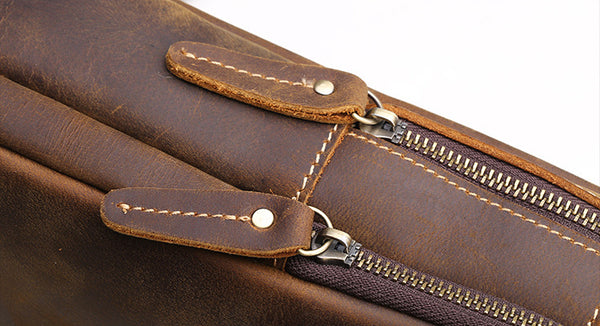 DEEPKEE original nubuck handmade full-grain genuine leather cowhide bag DEEPKEE tan leather crossbody sling bag 9915