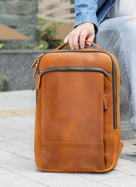 DEEPKEE original nubuck handmade full-grain genuine leather cowhide bag Bartholomew Cowhide Backpack No5009