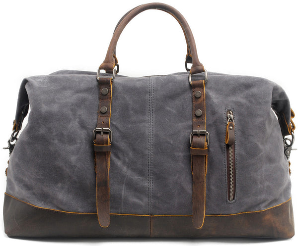 DEEPKEE original nubuck handmade full-grain genuine leather cowhide bag Canvas Travel Bag Weekender Bag #831-2K