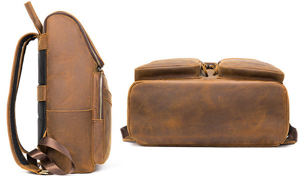 DEEPKEE original nubuck handmade full-grain genuine leather cowhide bag Octavius Outdoor Multifunctional Backpack No.7422