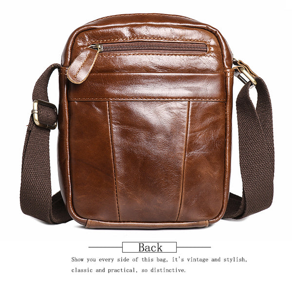 DEEPKEE original nubuck handmade full-grain genuine leather cowhide bag The Coarse Compact Vintage Leather Crossbody Bag #632-1