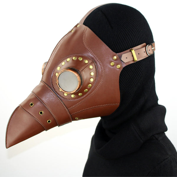 DEEPKEE original nubuck handmade full-grain genuine leather cowhide bag Steampunk Plague Doctor Bird Mask Long Nose Beak Halloween Costume #HG080