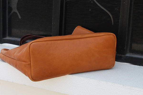 DEEPKEE original nubuck handmade full-grain genuine leather cowhide bag Vegetable Tanned Leather Cowhide Large Capacity Shopping Shoulder Bag KM-5276