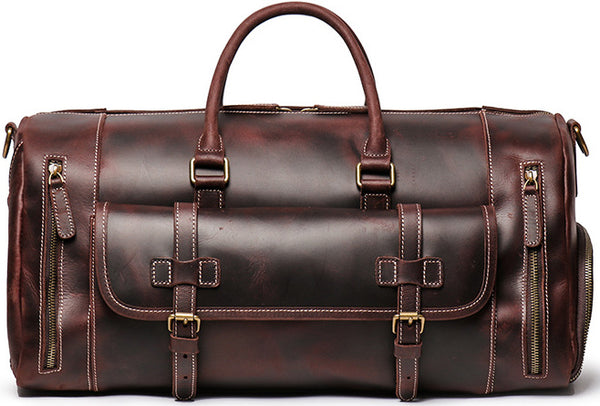 DEEPKEE original nubuck handmade full-grain genuine leather cowhide bag DEEPKEE HANDMADE | Caesar Crazy Horse Leather Luggage bag No.1188