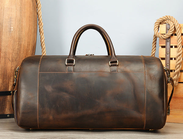 DEEPKEE original nubuck handmade full-grain genuine leather cowhide bag The Borsone Duffel Bag #1125