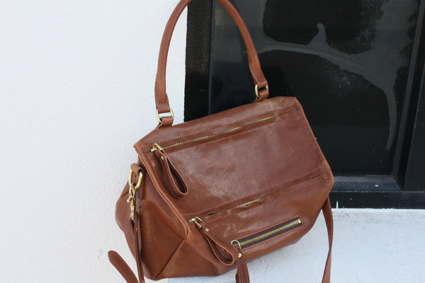 DEEPKEE original nubuck handmade full-grain genuine leather cowhide bag Crystal Vegetable Tanned Cowhide Pandora Box Biker Bag KM-23713