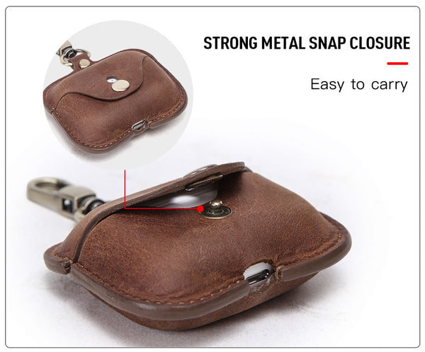 DEEPKEE original nubuck handmade full-grain genuine leather cowhide bag Best Personalized Custom Cover Leather AirPods Pro Case