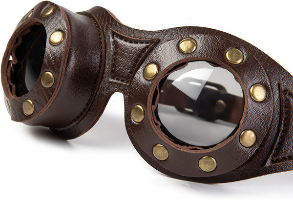 DEEPKEE original nubuck handmade full-grain genuine leather cowhide bag Personalized Steampunk Style Cosplay Goggle #FGS007CF