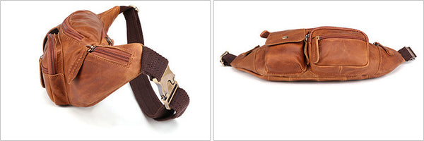 DEEPKEE original nubuck handmade full-grain genuine leather cowhide bag The Ultimate Leather Fanny Pack #6375