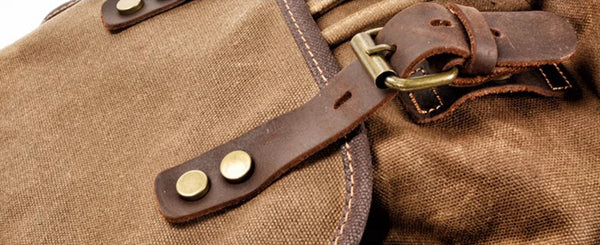 DEEPKEE original nubuck handmade full-grain genuine leather cowhide bag Canvas Spliced Leather Mountaineering Backapck #9508