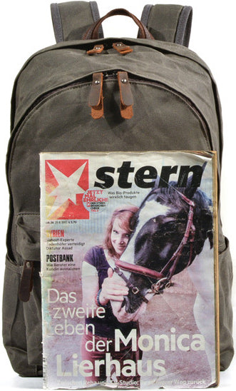 DEEPKEE original nubuck handmade full-grain genuine leather cowhide bag Deepkee Handmade Leather&Waxed-Canvas Weekend Travel Backpack #6023