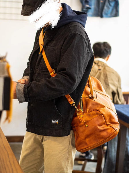 DEEPKEE original nubuck handmade full-grain genuine leather cowhide bag Weekender Bag LB6759