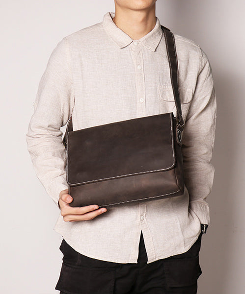 DEEPKEE original nubuck handmade full-grain genuine leather cowhide bag BASIS COWHIDE LEATHER MESSENGER BAG #30166