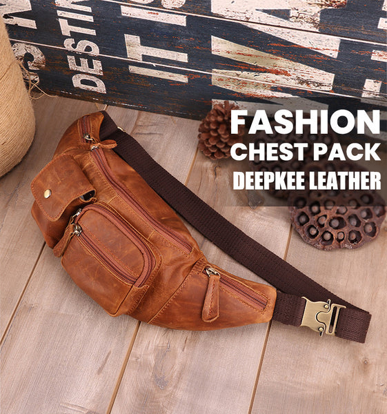 DEEPKEE original nubuck handmade full-grain genuine leather cowhide bag The Ultimate Leather Fanny Pack #6375
