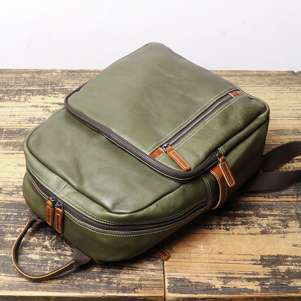 DEEPKEE original nubuck handmade full-grain genuine leather cowhide bag The Cowhide Travel Backpack #1788