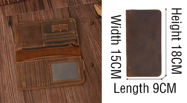 DEEPKEE original nubuck handmade full-grain genuine leather cowhide bag The Long Wallet #2043