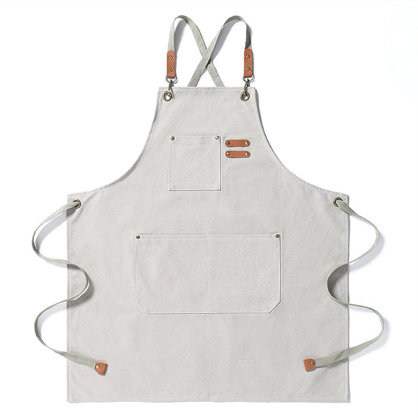 DEEPKEE original nubuck handmade full-grain genuine leather cowhide bag Coffee Maker/Chef Canvas Apron #710754