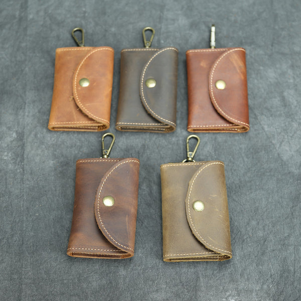 DEEPKEE original nubuck handmade full-grain genuine leather cowhide bag Deepkee handmade Leather Key Holder Case - with 6 Hooks for Keys #457Y1